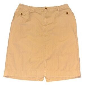 Lauren Ralph‎ Lauren | Size 6 | Khaki Skirt w Back Belt | Cotton Knee Length